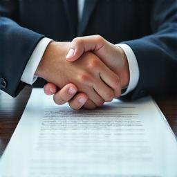 Two hands shaking on a contract