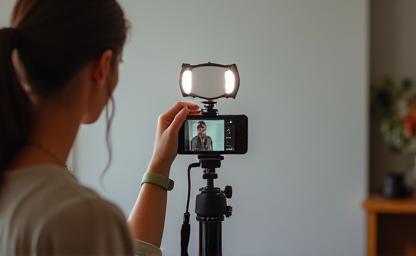 Person setting up equipment for a self-tape audition