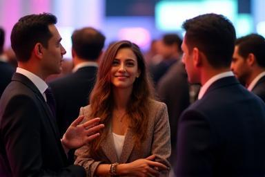 People networking at an industry event