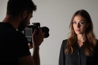Professional photographer taking a headshot